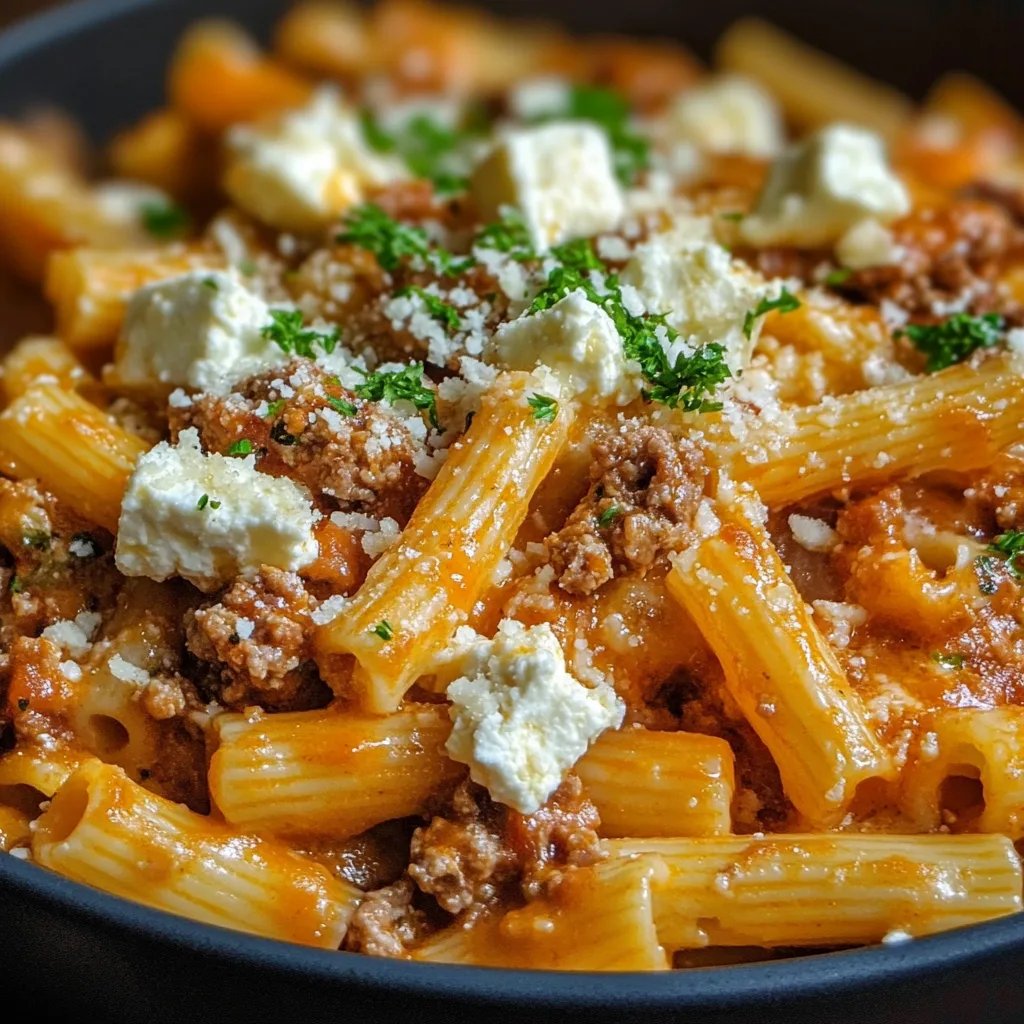 Griechischer Nudel-Auflauf mit Feta und Hackfleisch