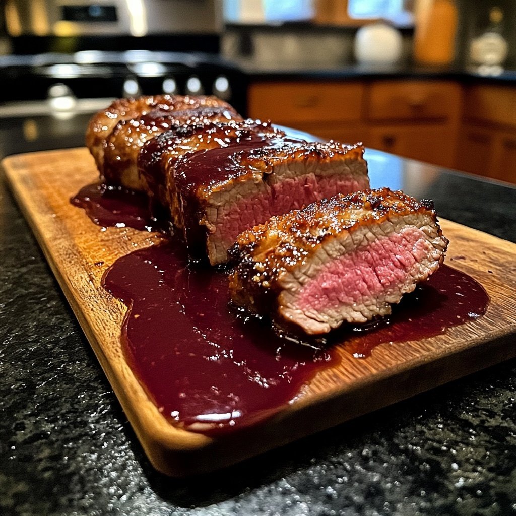 Hirschmedaillons mit Rotweinsauce