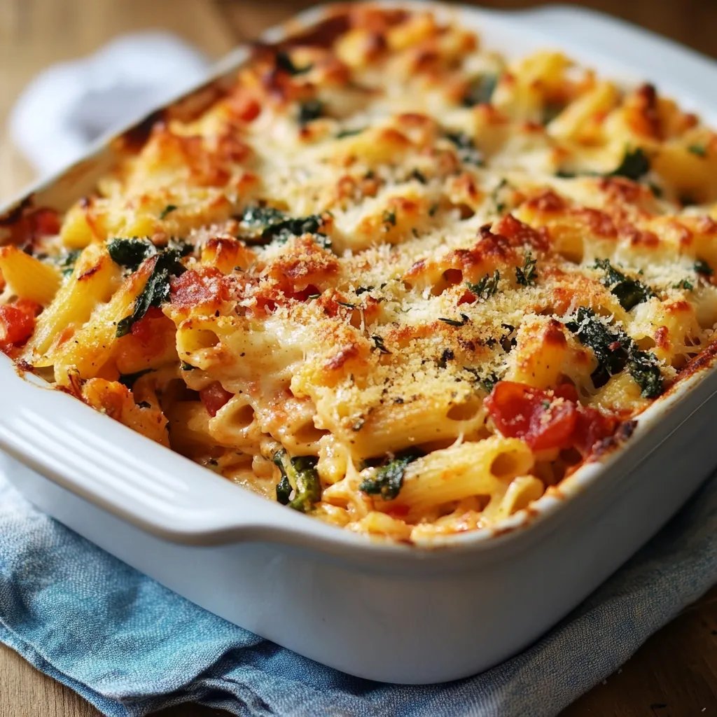 Gesunder vegetarischer Nudelauflauf