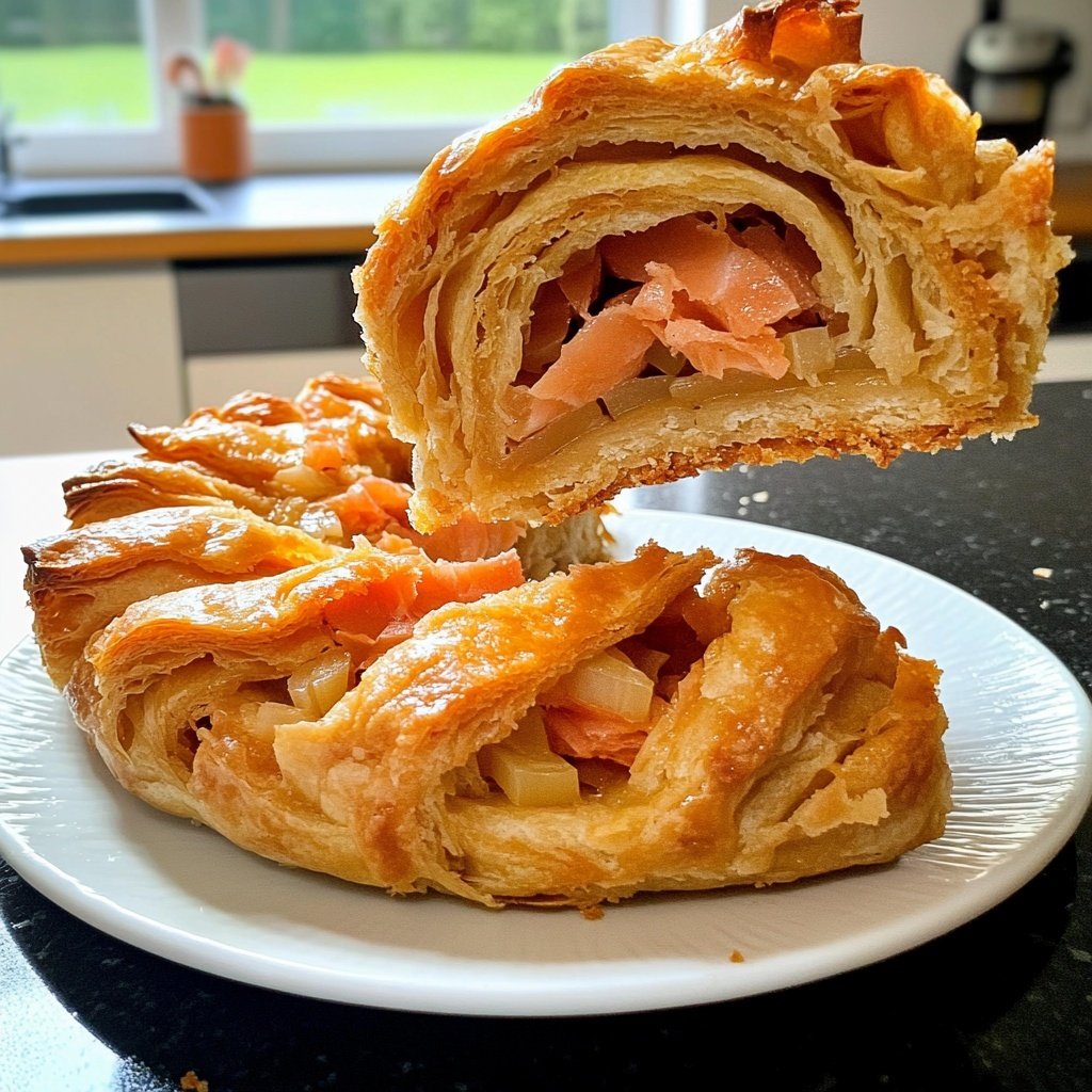 Geräucherter Lachs Schalotte Blätterteig