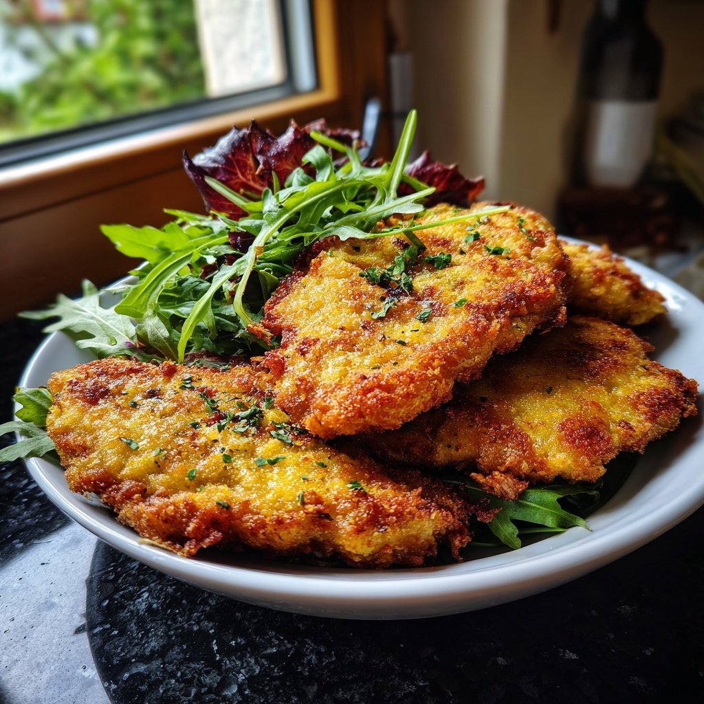 Sellerie Schnitzels Feldsalat Bett