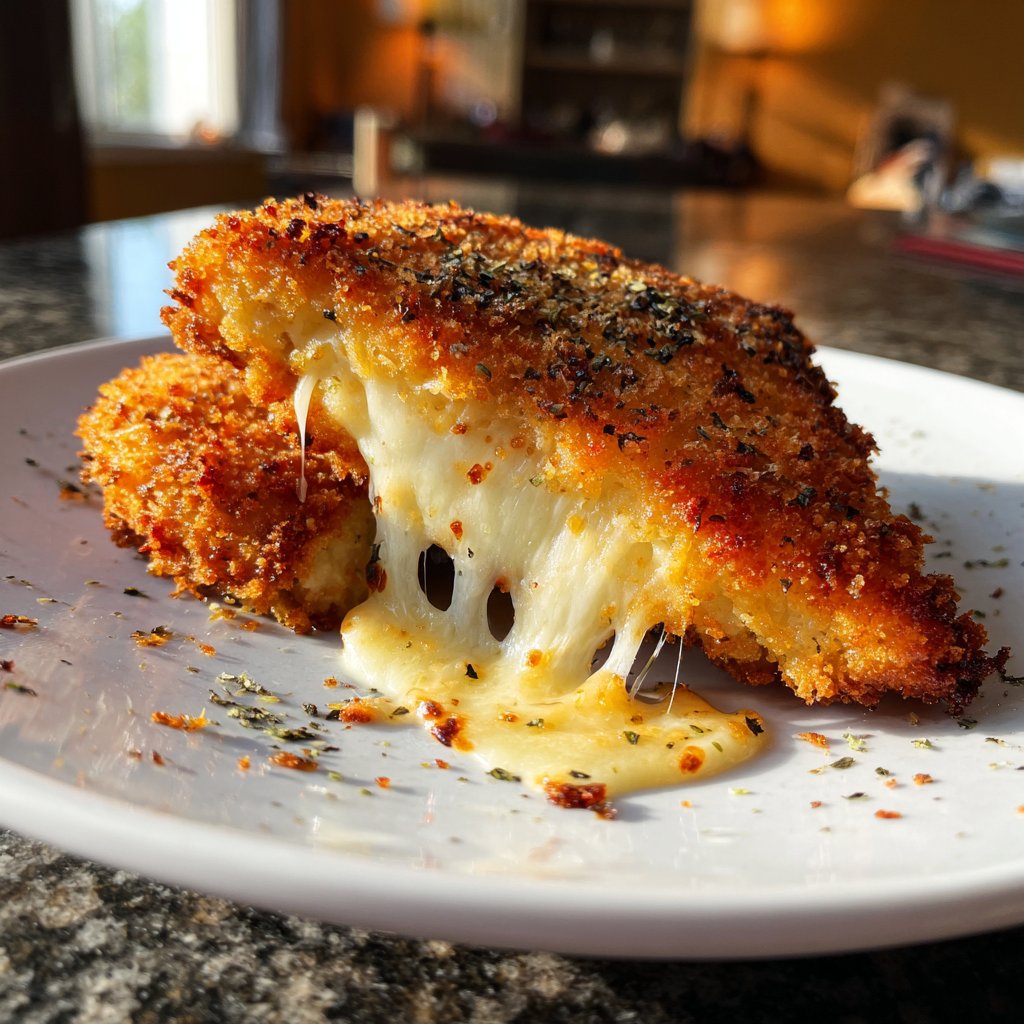 Mozzarella Schnitzel knusprig Käse Mantel