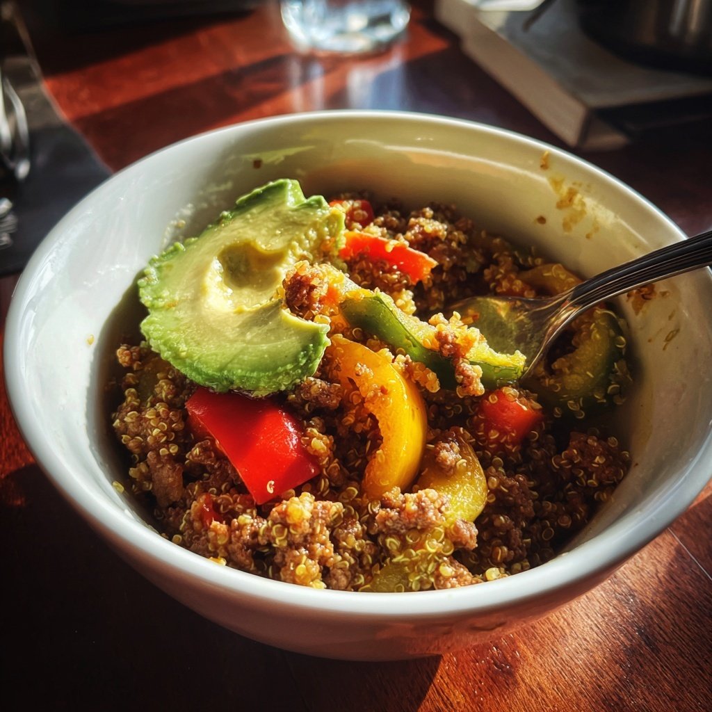 Hackfleisch Quinoa Bowl