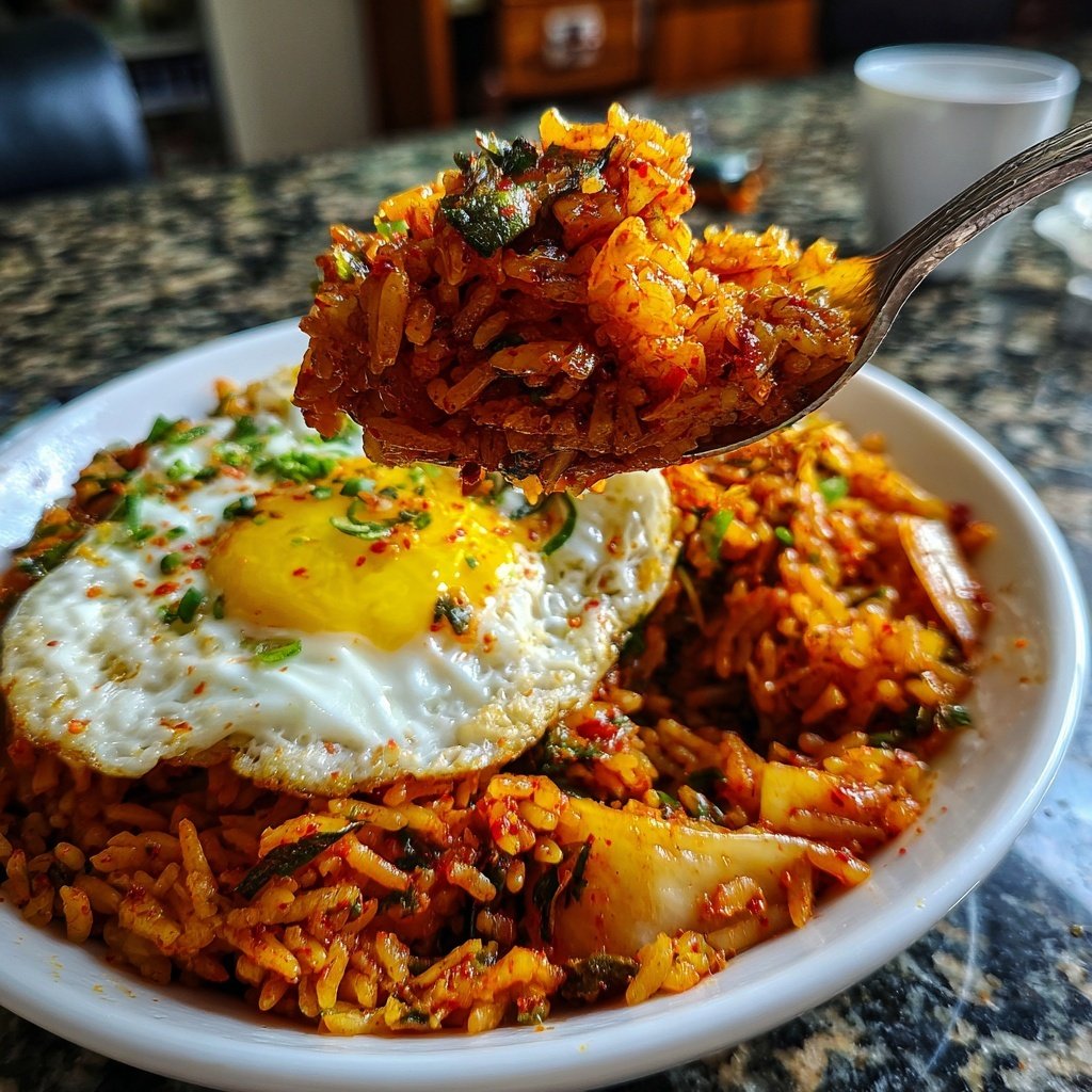 Kimchi Gebratener Reis mit knuspriger Ei
