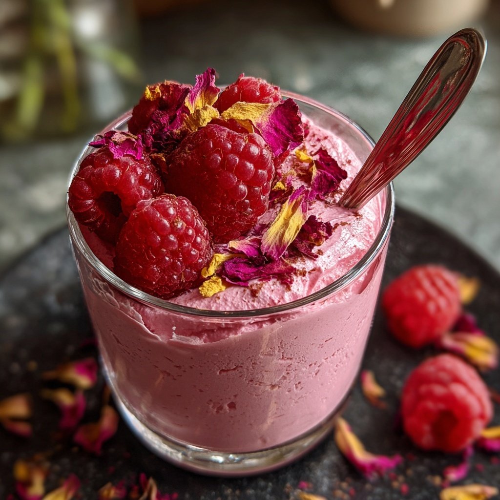 Himbeer-Rosen-Mousse-Becher