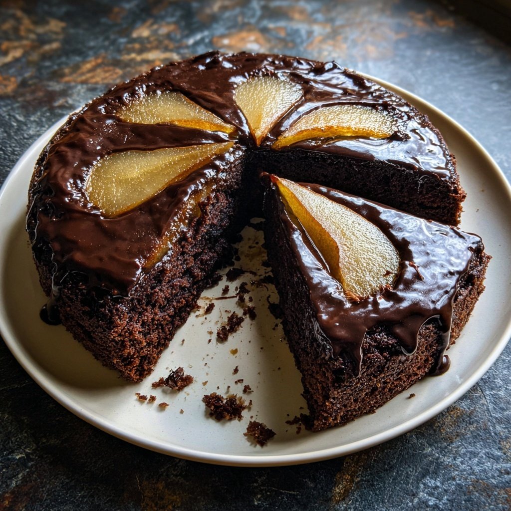 Birnen Upside Schoko Kuchen
