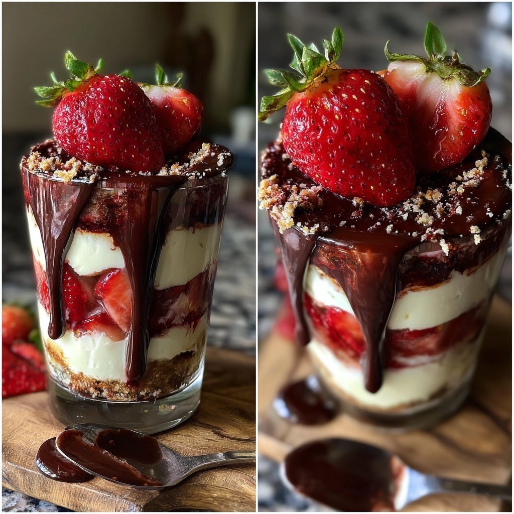 Schokoladen-Erdbeer-Cheesecake-Parfaits