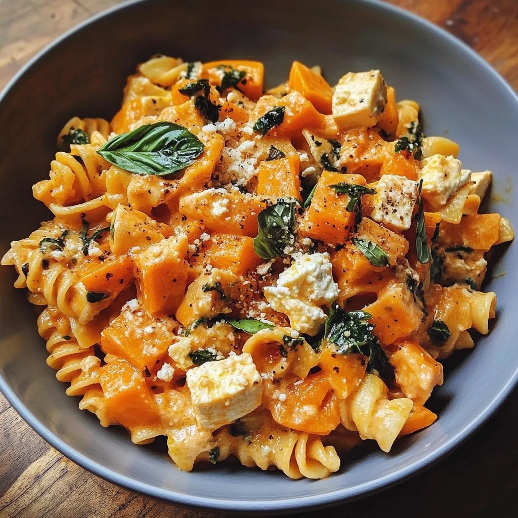 Schnelle Feta-Kürbis-Pasta