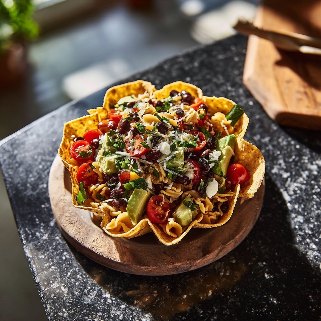 Komfortabler Taco-Pasta-Salat für die Familie