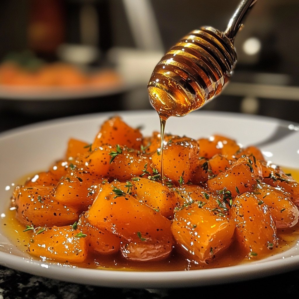 Glasiertes Karotten-Gemüse mit Honig und Thymian