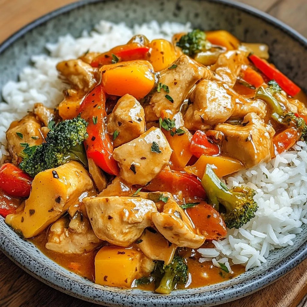 Kürbis Hähnchen Pfanne mit Reis