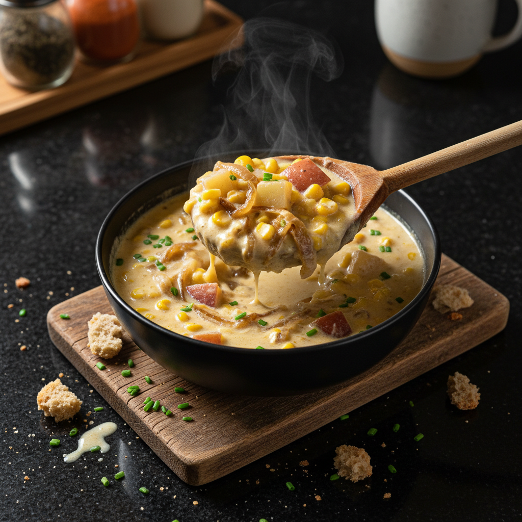 Karamellisierte Zwiebel und Mais Chowder