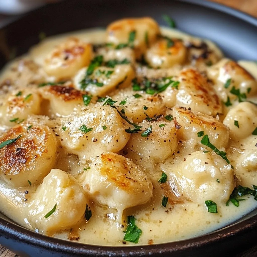 Cremige Knoblauch-Hähnchen-Gnocchi aus einer Pfanne