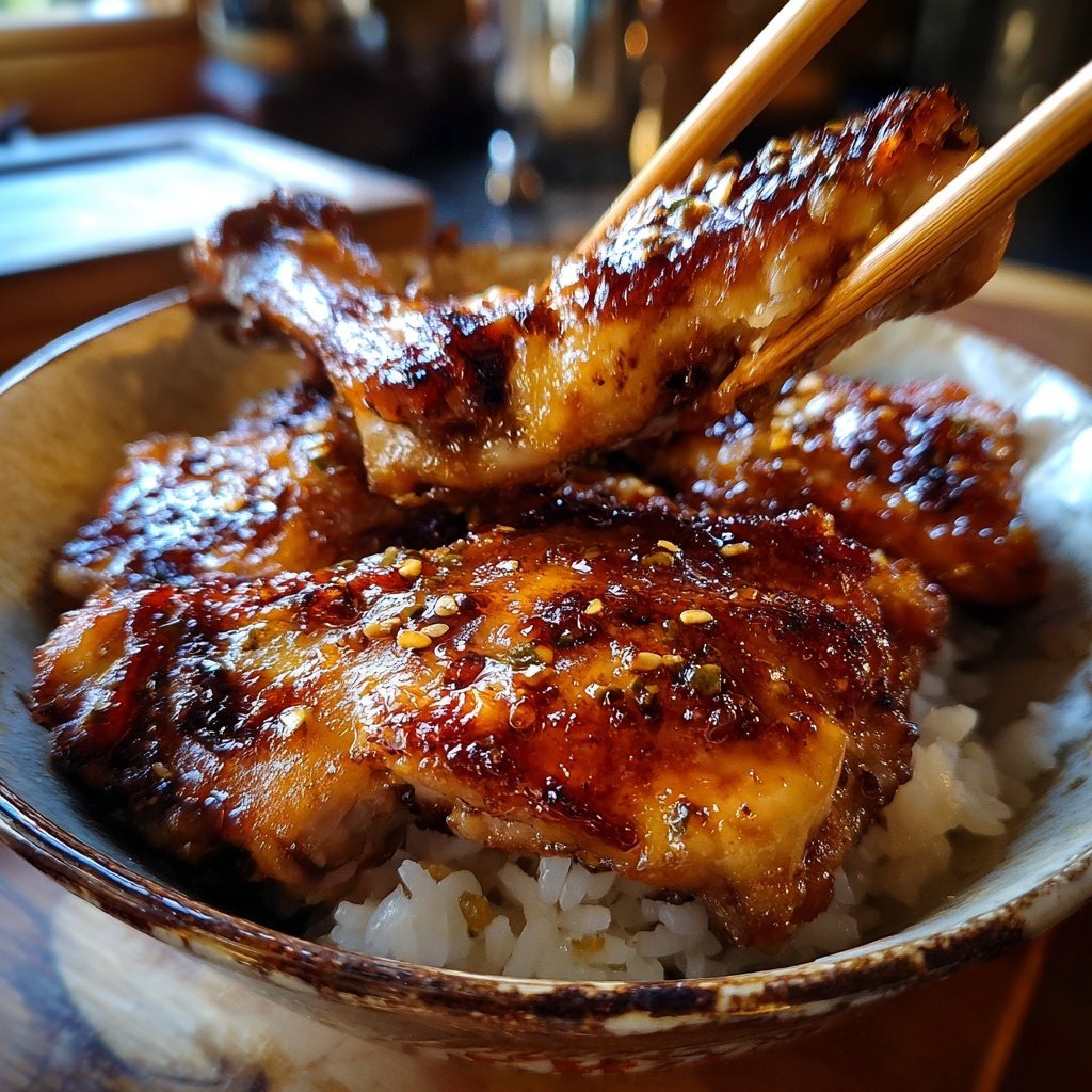 Honig-Soja Hähnchen Trommelbein mit Reis