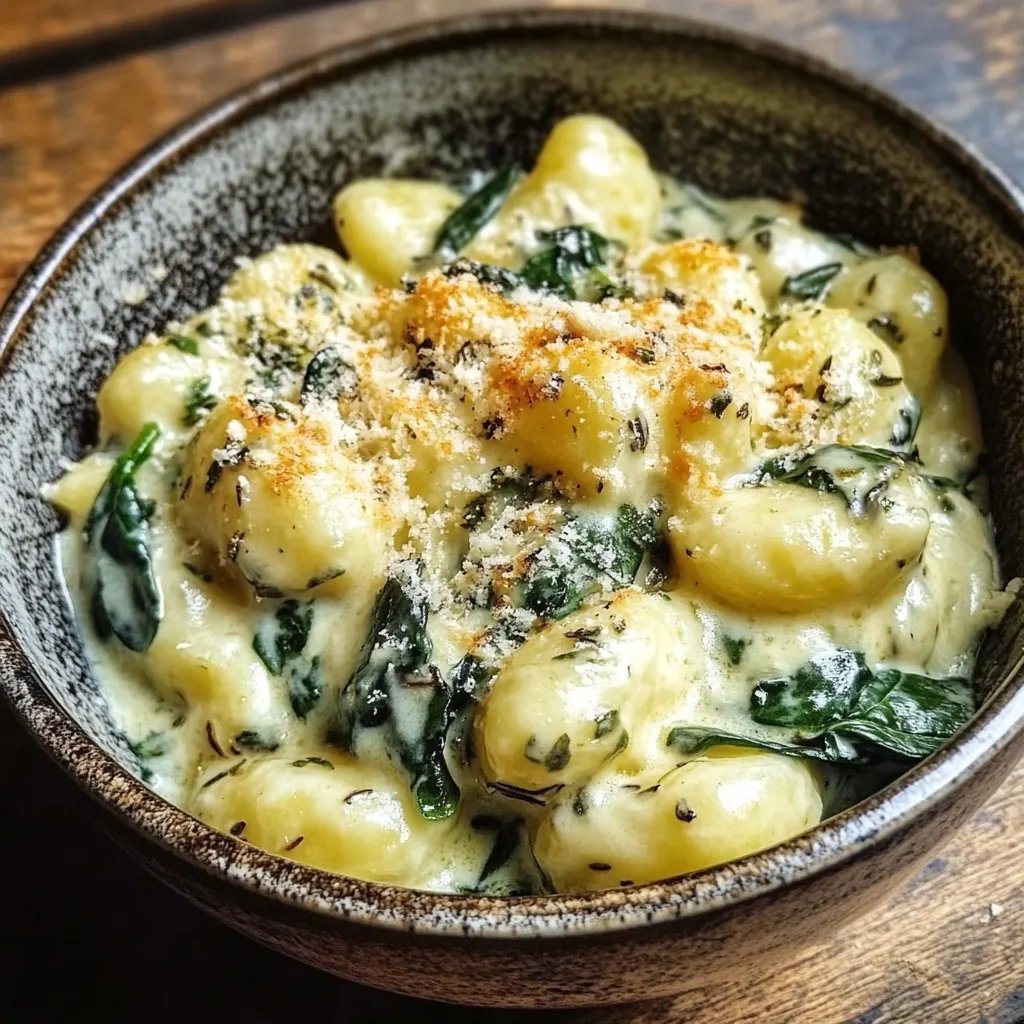 Cremiger Pesto-Spinat-Gnocchi-Auflauf