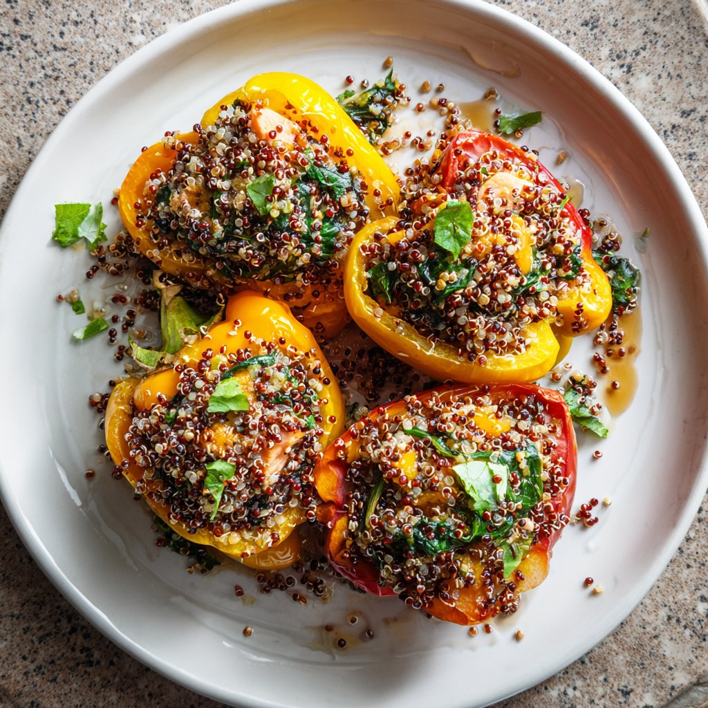 Gefüllte Paprika mit Lachs und Quinoa