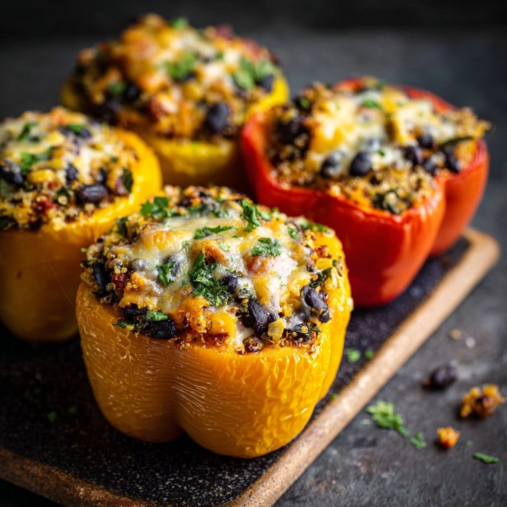 Herzhafte Gemüse gefüllte Paprika