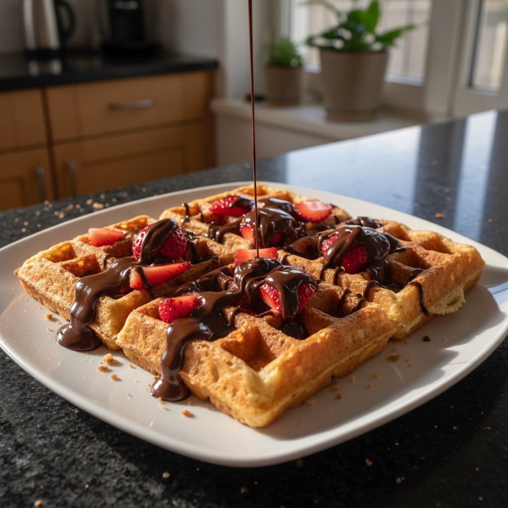 Gourmet Schokoladen Erdbeer Waffeln