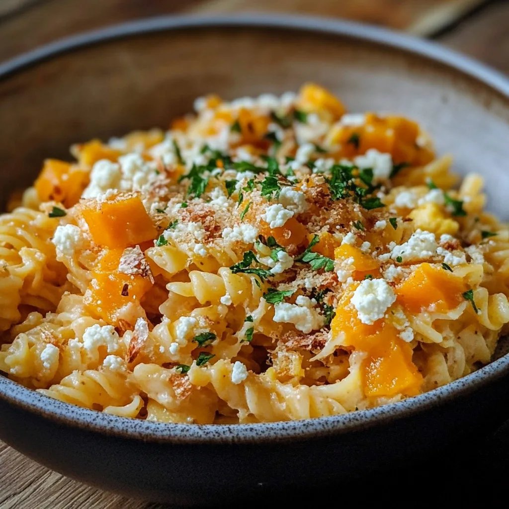 Schnelle Feta-Kürbis-Pasta