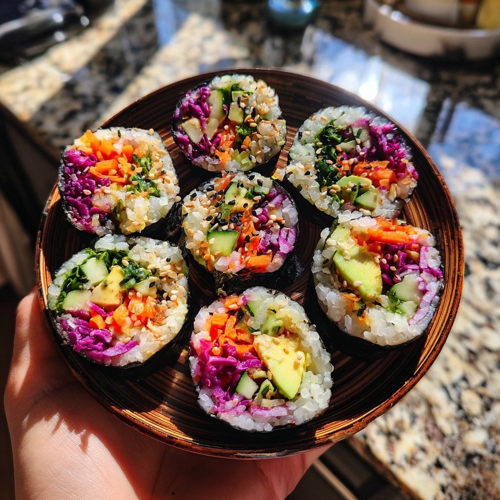 Regenbogen Gemüse Sushi Rolls