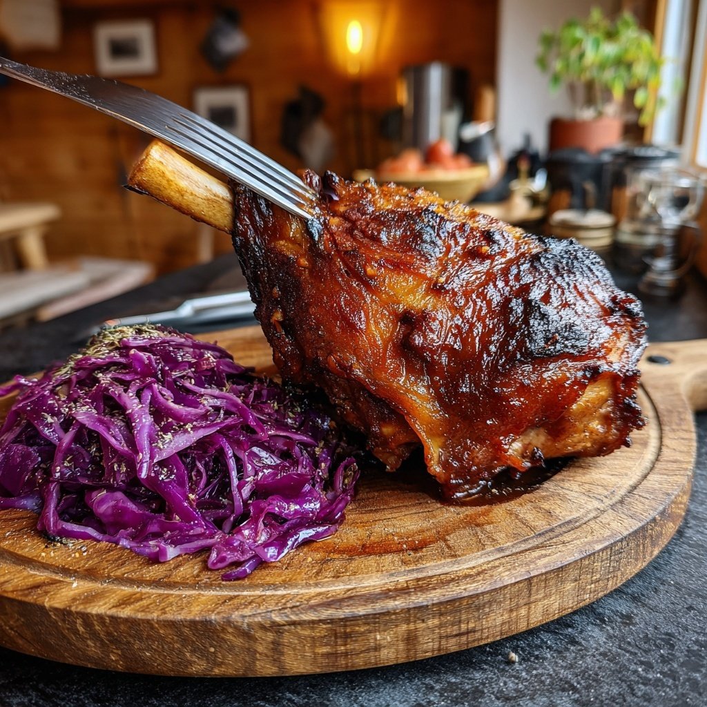 Schweinshaxe mit Rotkohl Salat