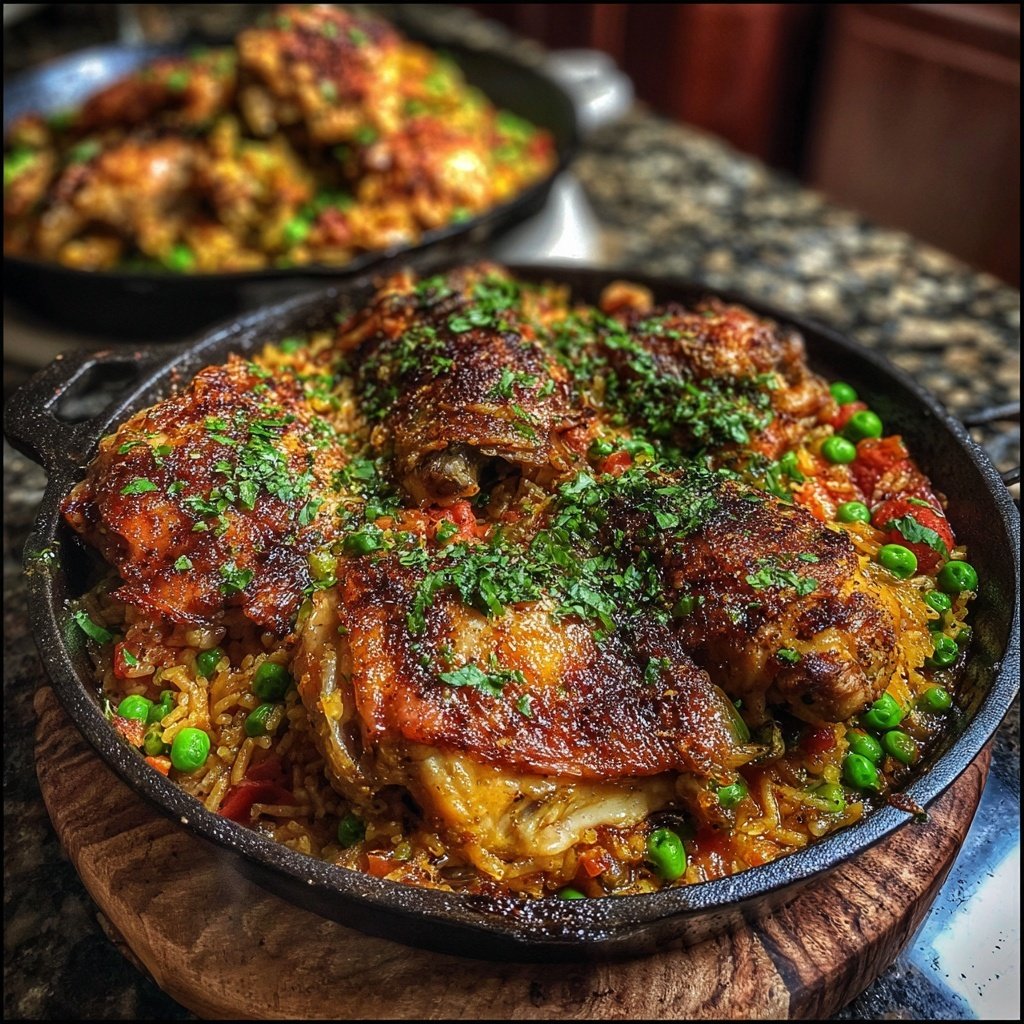 Ein-Pfannen-Huhn und Reis