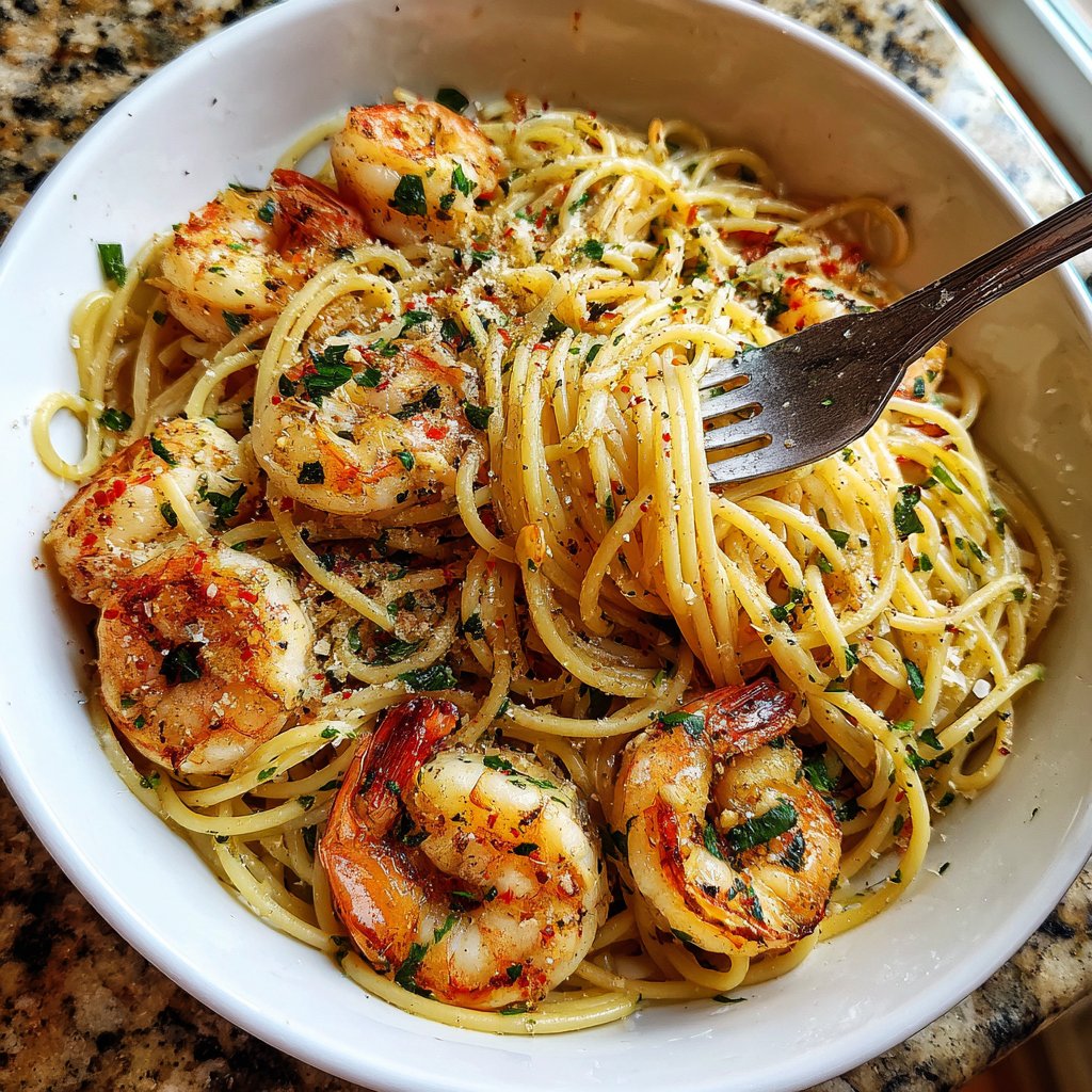 Zitrone-Knoblauch-Garnelen-Pasta