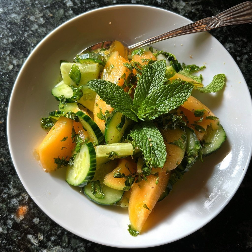 Gurken-Melonen-Salat mit Minze
