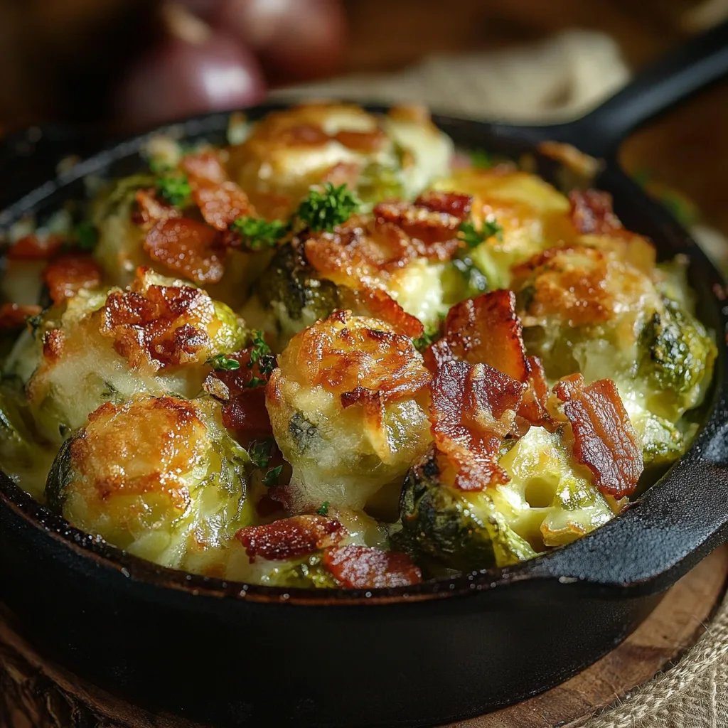 Süßer Ahorn-Bacon Auflauf für Rosenkohl-Fans