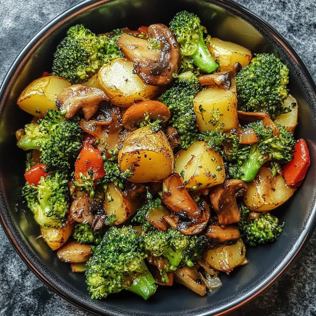 Brokkoli-Kartoffel-Pfanne mit Pilzen