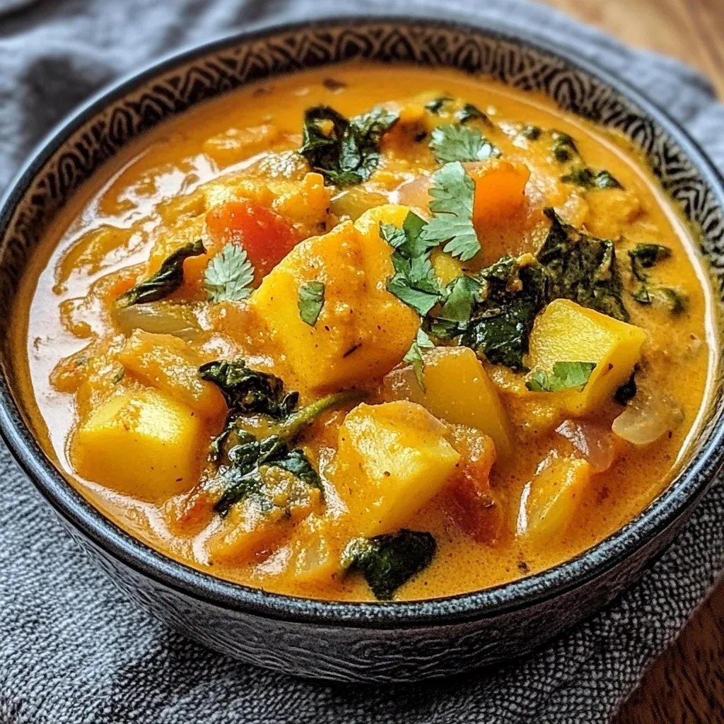 Veganes Süßkartoffel-Curry mit Grünkohl