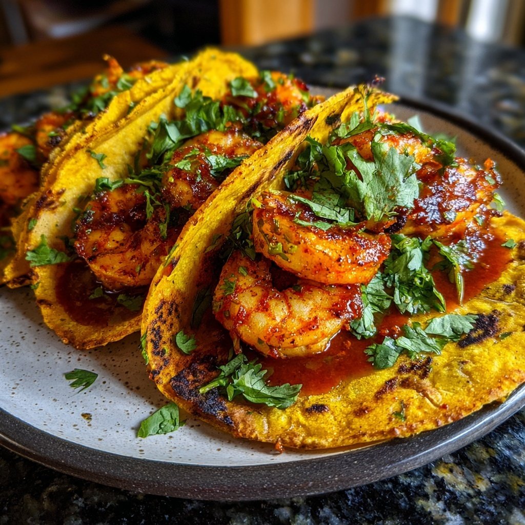 Scharfe Knoblauch Garnelen Tacos